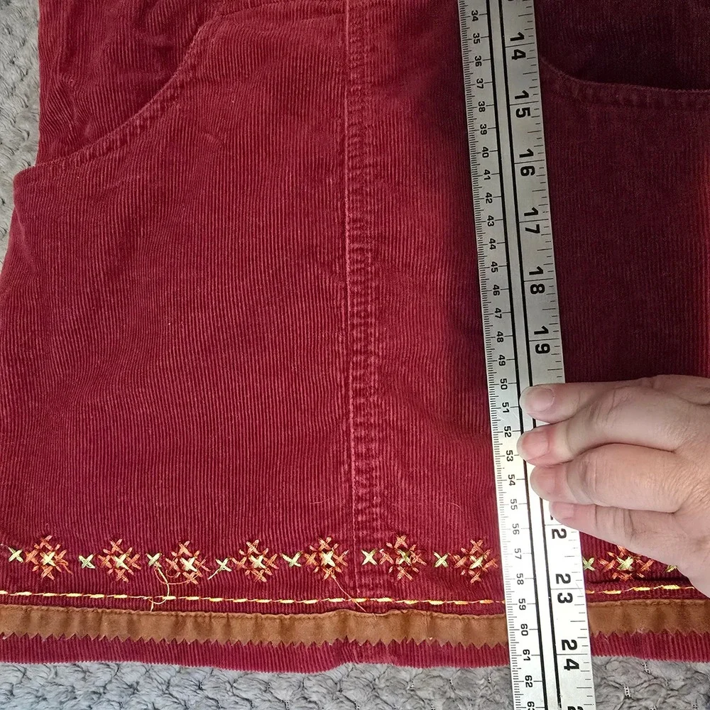 Faded Glory Girls Maroon Corduroy Jumper‎ Dress Embroidered Floral Size 6/6X